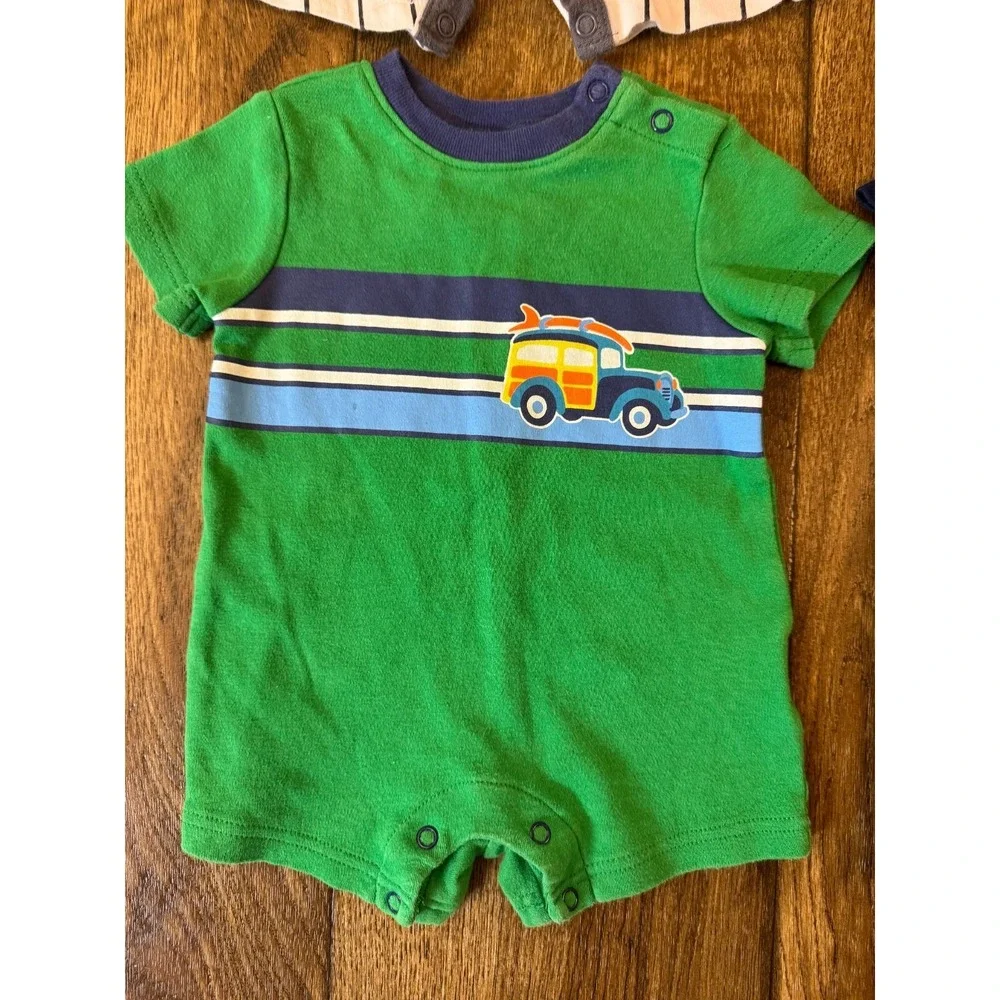 Carters Baby Boy 0/3 Mo‎ Outfits Rompers Clothes Lot Bundle Summer Trouble Rhino